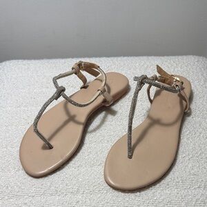 Elegant Beige Sandals with Rhinestone Straps size 37